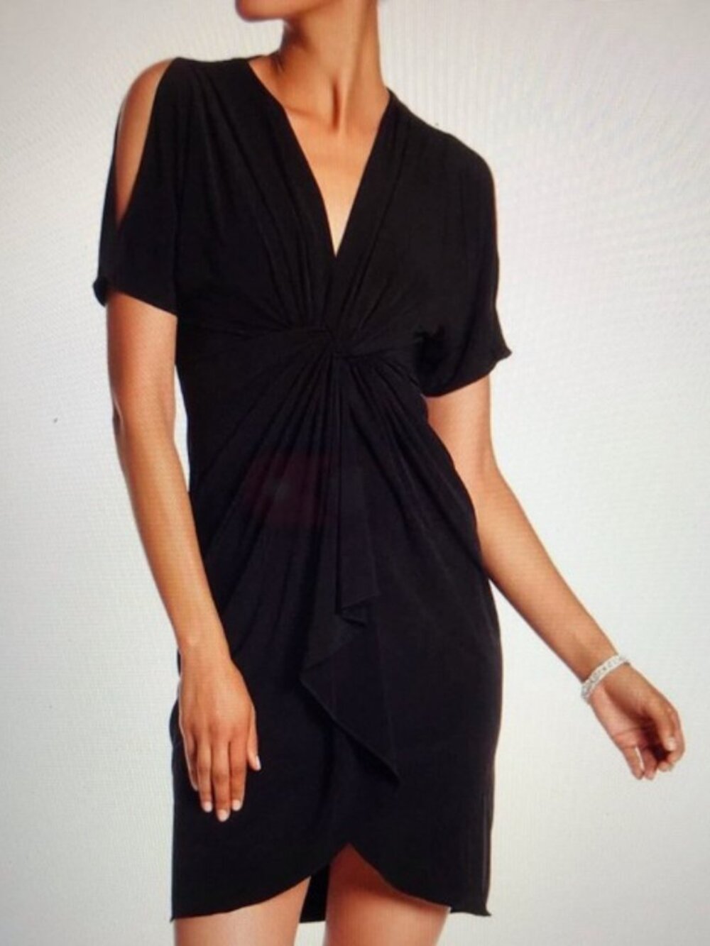 CATHERINE MALANDRINO Navy Blue Cutout Midi Cocktail Dress 6 - Picture 8 of 12